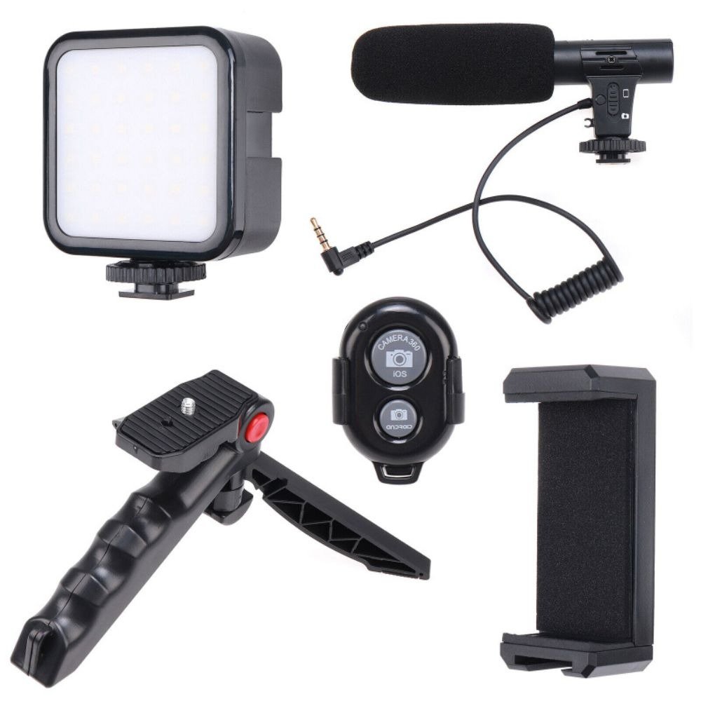 High Quality Vlogging Kit | Mobile & DSLR Accessories | Tripod, Mic & 360° LED Video Recording Setup - Image 4