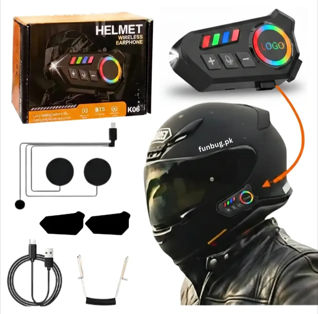K06A Motorcycle Helmet Bluetooth Headset – BT 6.0 Wireless Earphone with CVC Intelligent Noise Reduction, IP67 Waterproof, 800mAh Battery & Type-C Fast Charging - Image 2