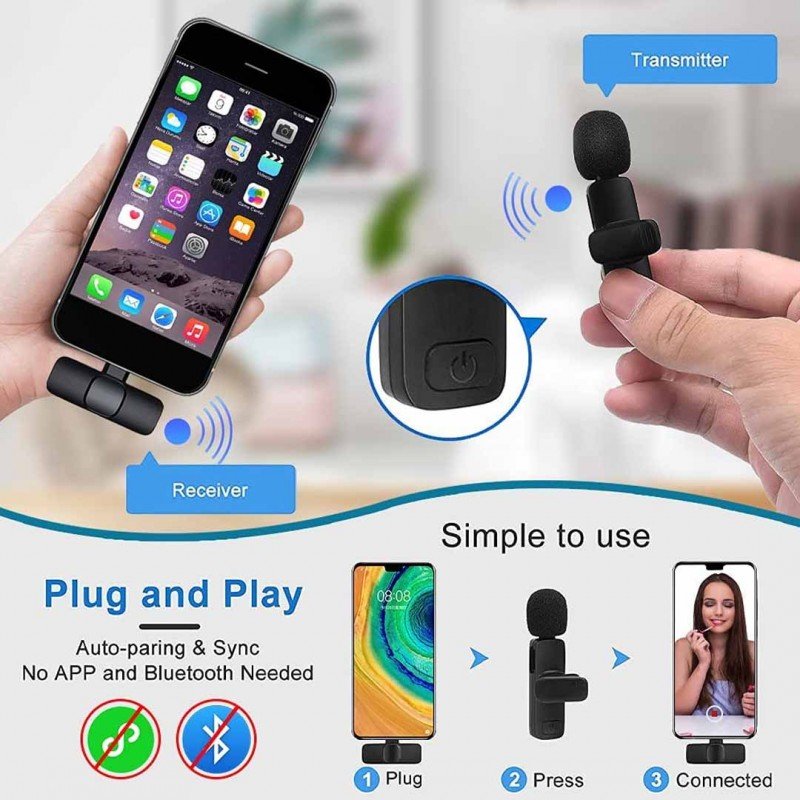 K11 2 IN 1 Collar Wireless Microphone Iphone/Android & Type C Supported - Image 2