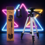 Tripod 3110 Portable Adjustable Aluminium Lightweight Camera Stand Tripod, with 3-Dimensional Head and Quick Release Plate for Video Cameras and Mobile, Black, Silver | 3110 thumbnail 1
