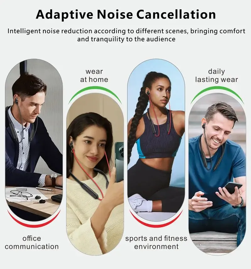 EroreX BT E20 ENC Wireless Neckband Earphones – Noise Cancellation, Bluetooth 5.3, Magnetic Design & Long Battery Life - Image 4