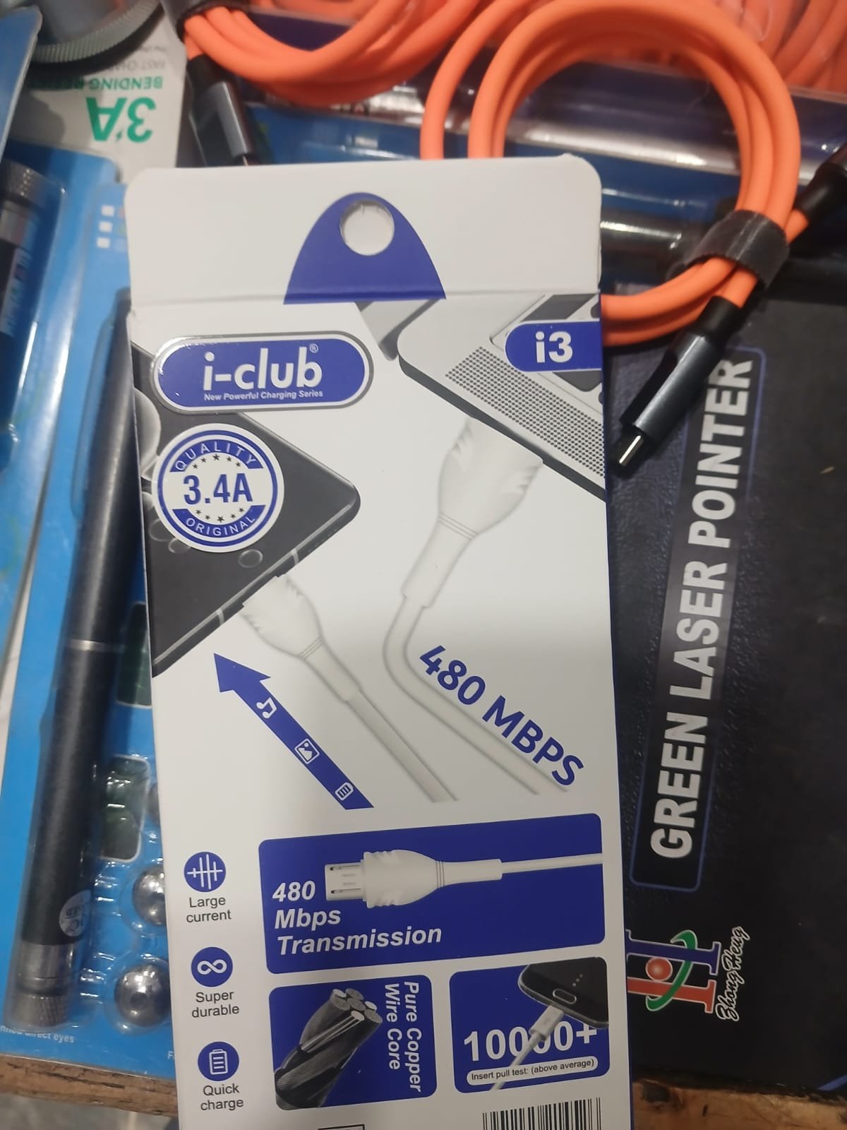 i-Club i3 3.4A Fast Charging Micro USB Cable | 1 Meter | 480Mbps Data Sync | Android Charging Cable - Image 4