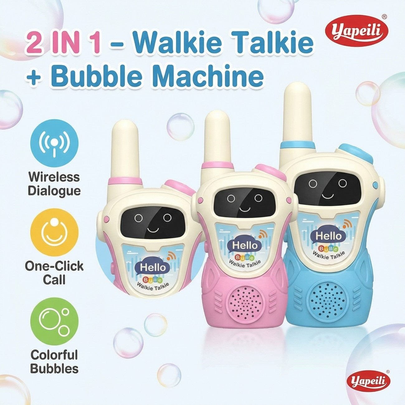 2 Pcs Intercom Bubble Machine Walkie Talkie Kids Bubble Maker Toy Fun Outdoor Bubble Blower Toy For Kids