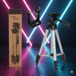 Tripod 3110 Portable Adjustable Aluminium Lightweight Camera Stand Tripod, with 3-Dimensional Head and Quick Release Plate for Video Cameras and Mobile, Black, Silver | 3110 thumbnail 2