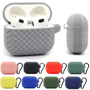 Silicone Breathable Braided Case Cover – Soft TPU Protective Charging Case (Random Color)