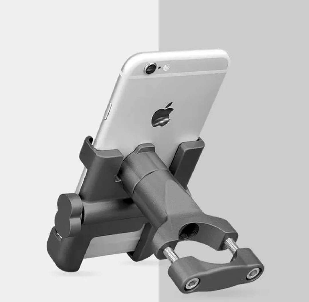 Aluminum Alloy Bike & Motorcycle Handlebar Phone Holder | Universal Mobile Stand Mount Bracket (Metal Body) - Image 2