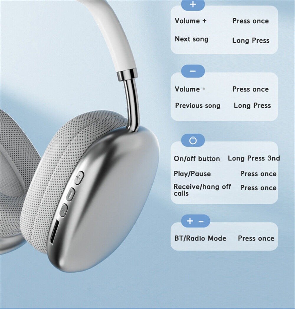 P9 Wireless Bluetooth Headphones – Fidelity Stereo Sound with Foldable Design, Soft Cushion Comfort, and Multi-Mode Playback ( Mix Color) - Image 2