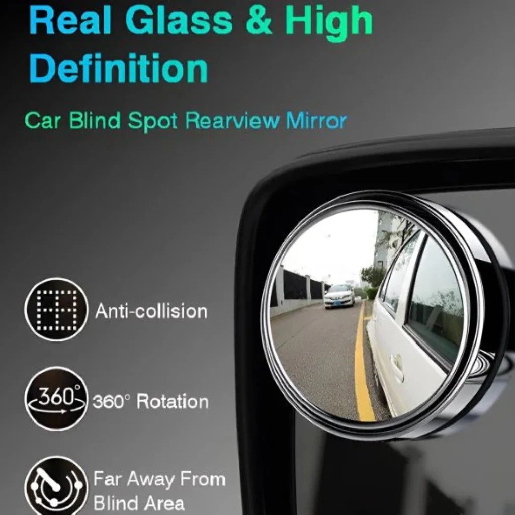 Car Blind-Spot Side Mirror Silver Frame - (2 Pc / Set) - Image 5
