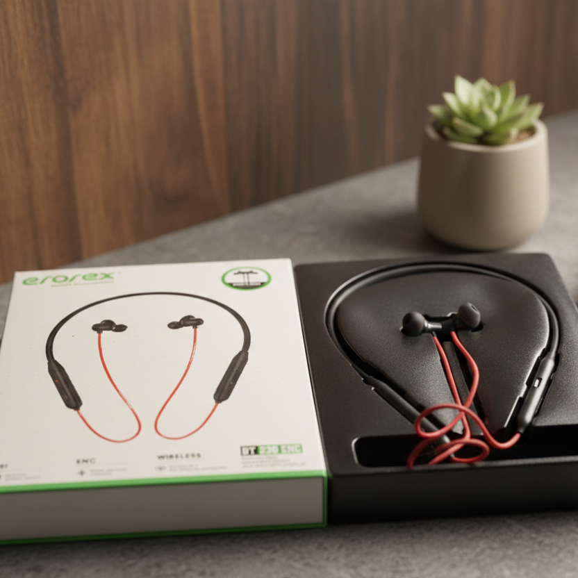 EroreX BT E20 ENC Wireless Neckband Earphones – Noise Cancellation, Bluetooth 5.3, Magnetic Design & Long Battery Life - Image 5