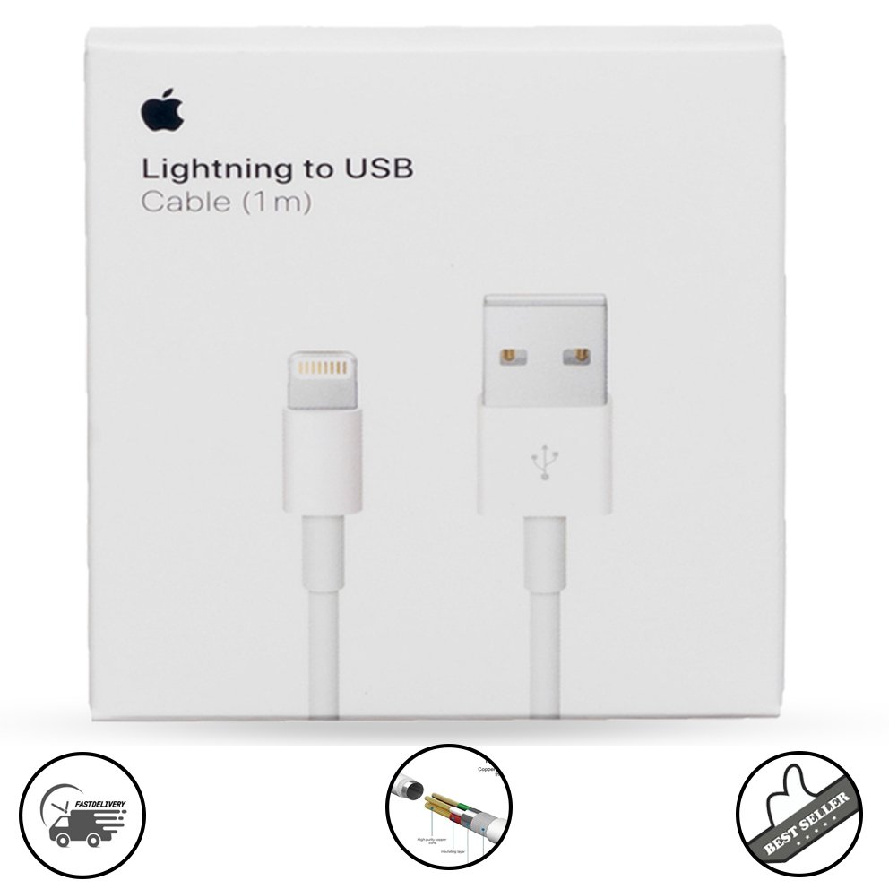 Apple Lightning to USB Cable for iPhone, iPad & iPod – Fast Charging & Data Sync Cable