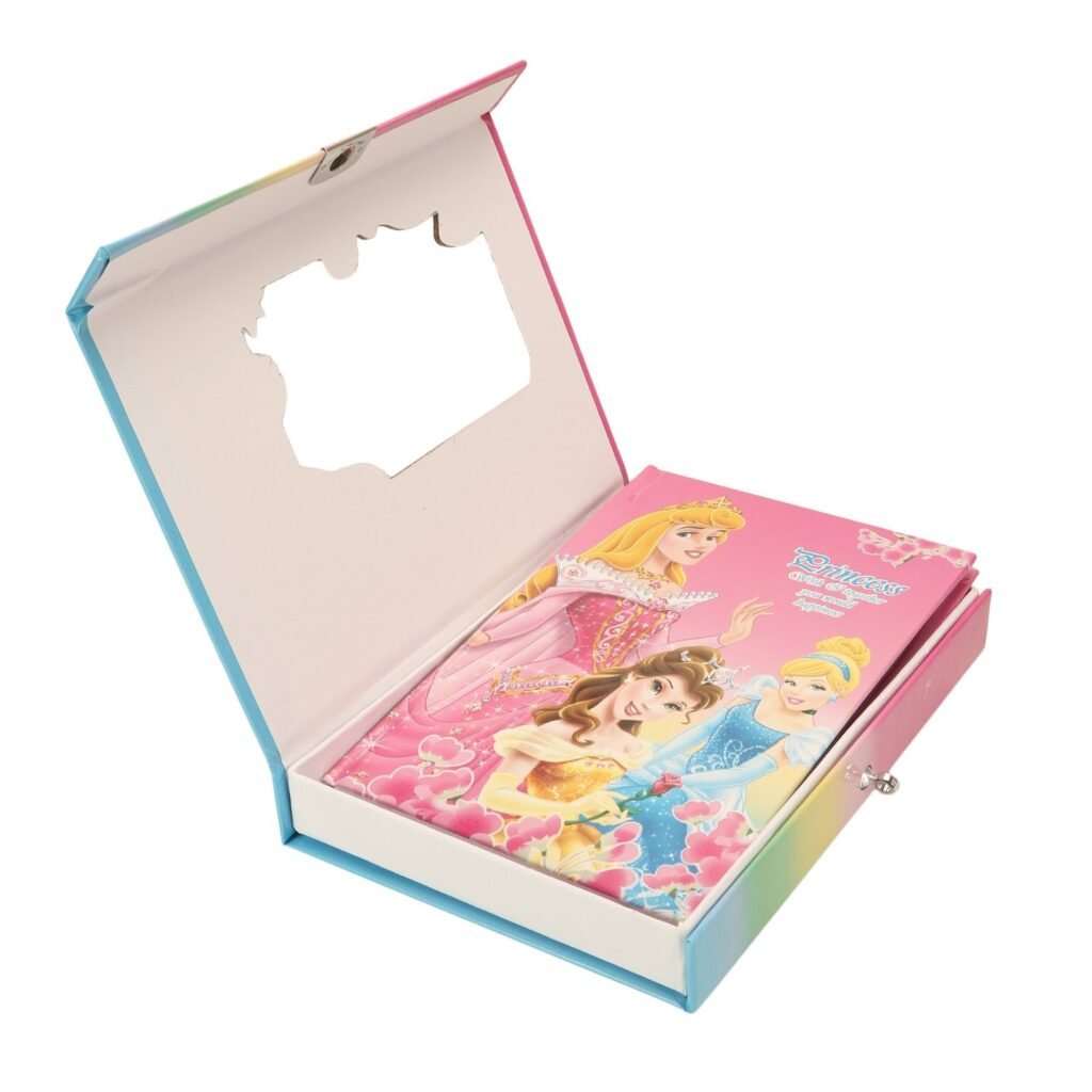 Princess, Frozen & Sofia Cover Fancy Lock Spiral Binding Diary – Medium Size with Box – 40 Pages (22 x 16 cm)