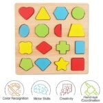Colorful Geometric Shapes Wooden Cognitive Board Puzzle – Educational Learning Toy for Kids (1–3 Years, Safe & Durable) thumbnail 1