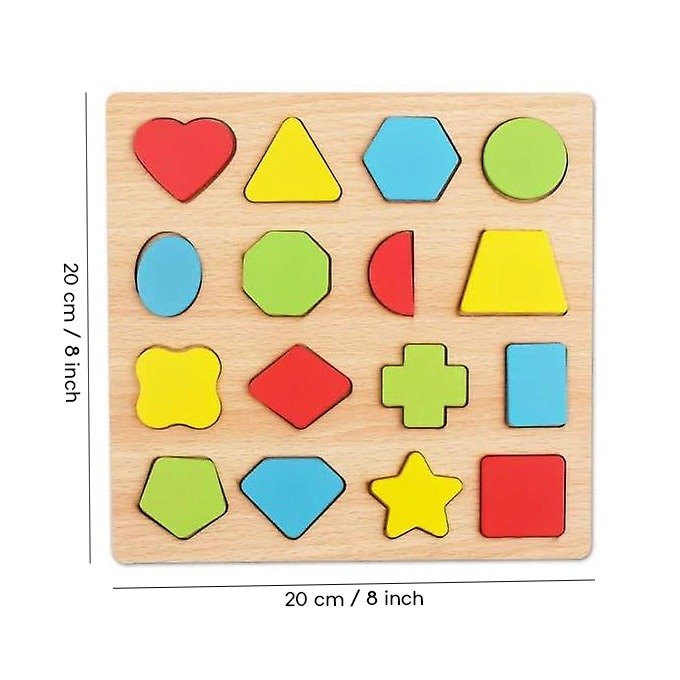 Colorful Geometric Shapes Wooden Cognitive Board Puzzle – Educational Learning Toy for Kids (1–3 Years, Safe & Durable) - Image 2
