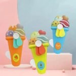 Handheld Ice Cream Cone Toy Fan for Kids – Cute Cartoon Design, Safe Soft Blades, Portable Mini Fan for Summer Play & Cooling (Random Color) thumbnail 1