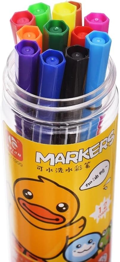 Set of 12 Flomaster Colors – Yellow/Bird Design – Kids Drawing & Coloring Markers - Image 4