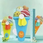 Handheld Ice Cream Cone Toy Fan for Kids – Cute Cartoon Design, Safe Soft Blades, Portable Mini Fan for Summer Play & Cooling (Random Color) thumbnail 3