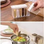 Spice Jars Dispenser Masala Rack Easy Flow Storage Crystal Seasoning Box Multicolour Set of 6 thumbnail 3