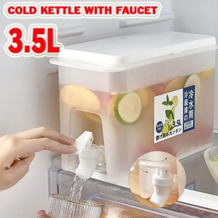 3.5Ltr Cooler Water Bottle Container For Kitchen SPACE-SAVING Cold Kettle with Faucet - Image 3