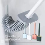 Toilet Brush Silicone Brush Toilet with Quick Drying Holder (Random Color) thumbnail 5