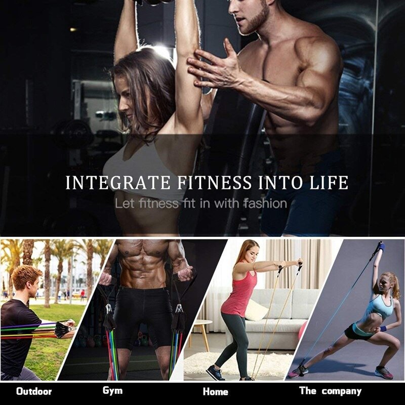 11 Piece Power Resistance Band Set Strength Training Yoga Sports Fitness Band Equipment for Men and Women - Image 4