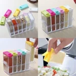 Spice Jars Dispenser Masala Rack Easy Flow Storage Crystal Seasoning Box Multicolour Set of 6 thumbnail 5
