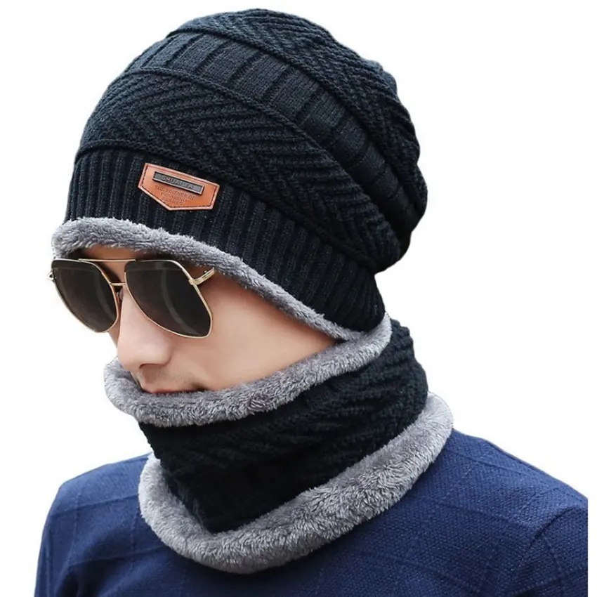 Coral Fleece Scarf Hats Winter Beanies Soft For Men's and Women's - Image 3