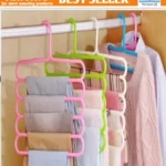 5 Layer Magic Hangers Hanger: Anti-Slip Multi-Purpose and Multi-Functional Magic Multiple Layer Trousers Hangers Hanger - Multifunction Pants Closet Belt Holder Rack S-Type 5 Layers Saving Space Hangers Hanger thumbnail 1