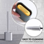 Toilet Brush Silicone Brush Toilet with Quick Drying Holder (Random Color) thumbnail 3