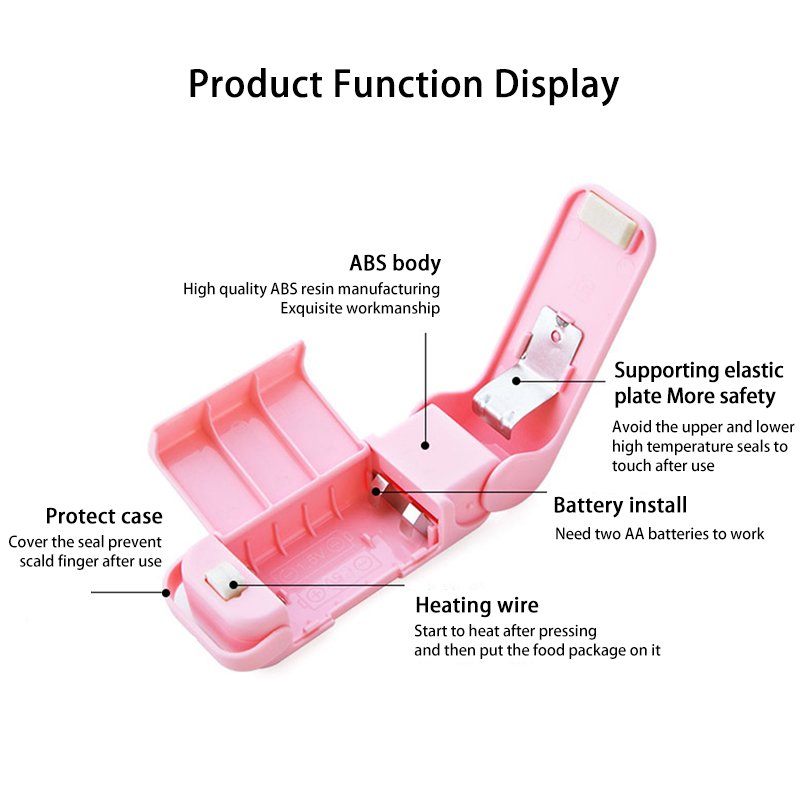 Portable Mini Sealer Home Heat Bag Plastic Food Snacks Bag Sealing Machine Food Packaging Kitchen Storage Bag Clips (Random Color) - Image 2