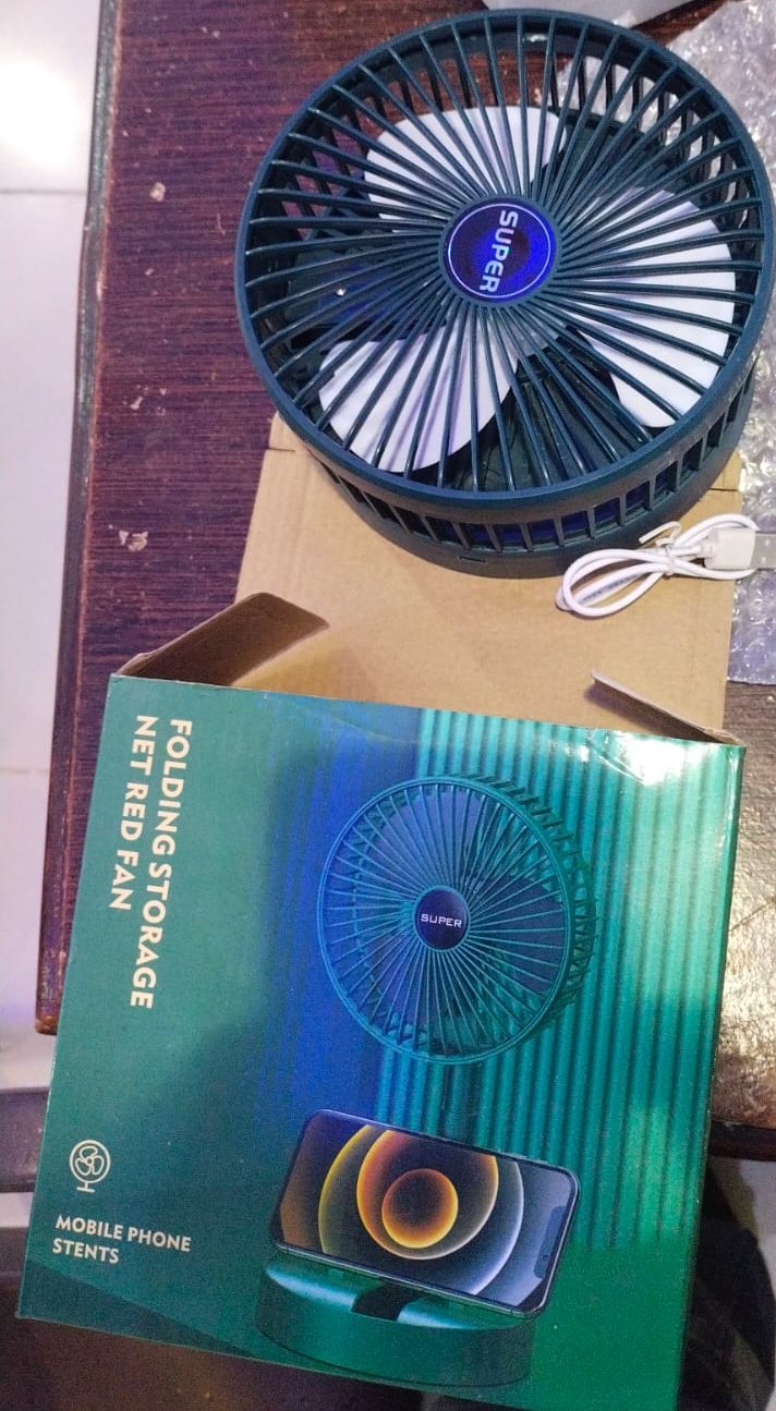 Folding Telescopic Floor Fan 3 Gears Summer Silent Desktop Retractable Fan for Office Bedroom School USB Rechargeable Ventilator - Image 5