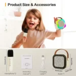 Mini Portable Karaoke Bluetooth Speaker with 2  Mike Audio Integrated Microphone Home Karaoke Wireless Bluetooth Speaker(Random Color) thumbnail 2