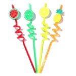 4Pcs Cartoon Lime Lemon Pineapple Watermelon Plastic Spiral Drinking Straws Children (random color ) thumbnail 3