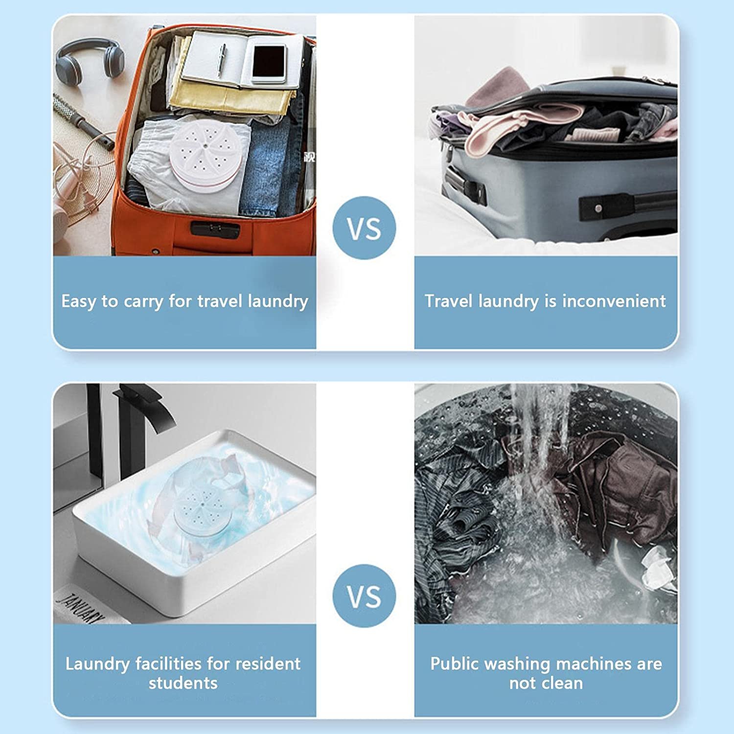 Mini Washing Machine Portable Ultrasonic Turbine Washer - Image 5