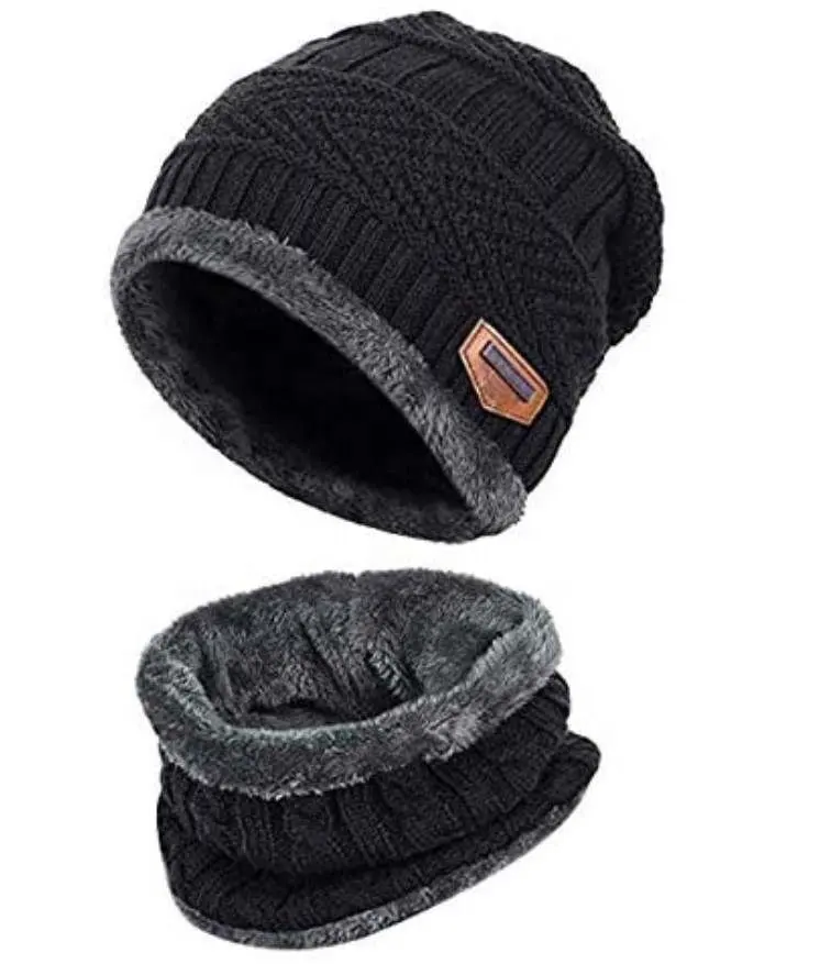 Coral Fleece Scarf Hats Winter Beanies Soft For Men's and Women's - Image 2