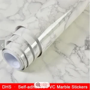 Self Adhesive White Marble Sheet for Kitchen - Anti Oil and Heat Resistant Wallpaper