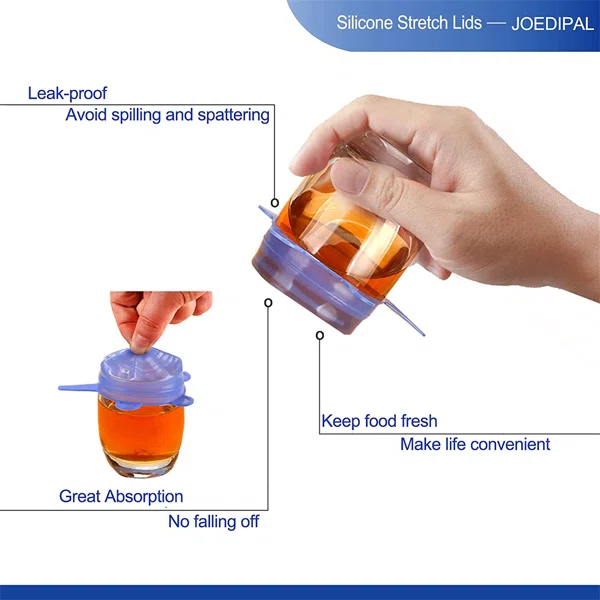 6pcs/set Silicone Lid Spill Stopper Universal Silicone Suction Lid-bowl Pan Silicone Cover Kitchen Pan Lids Cover Stopper Tools - Image 2