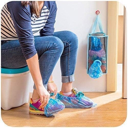 Plastic Bag Holder, Dispenser Hanging Storage Mesh Garbage Big/Trash Bags Organizer Recycling Grocery Shopping Pocket Hanging Containers for Kitchen - Random Color - Image 3