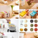 Spice Jars Dispenser Masala Rack Easy Flow Storage Crystal Seasoning Box Multicolour Set of 6 thumbnail 2