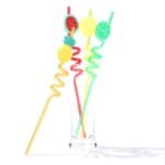 4Pcs Cartoon Lime Lemon Pineapple Watermelon Plastic Spiral Drinking Straws Children (random color ) thumbnail 2