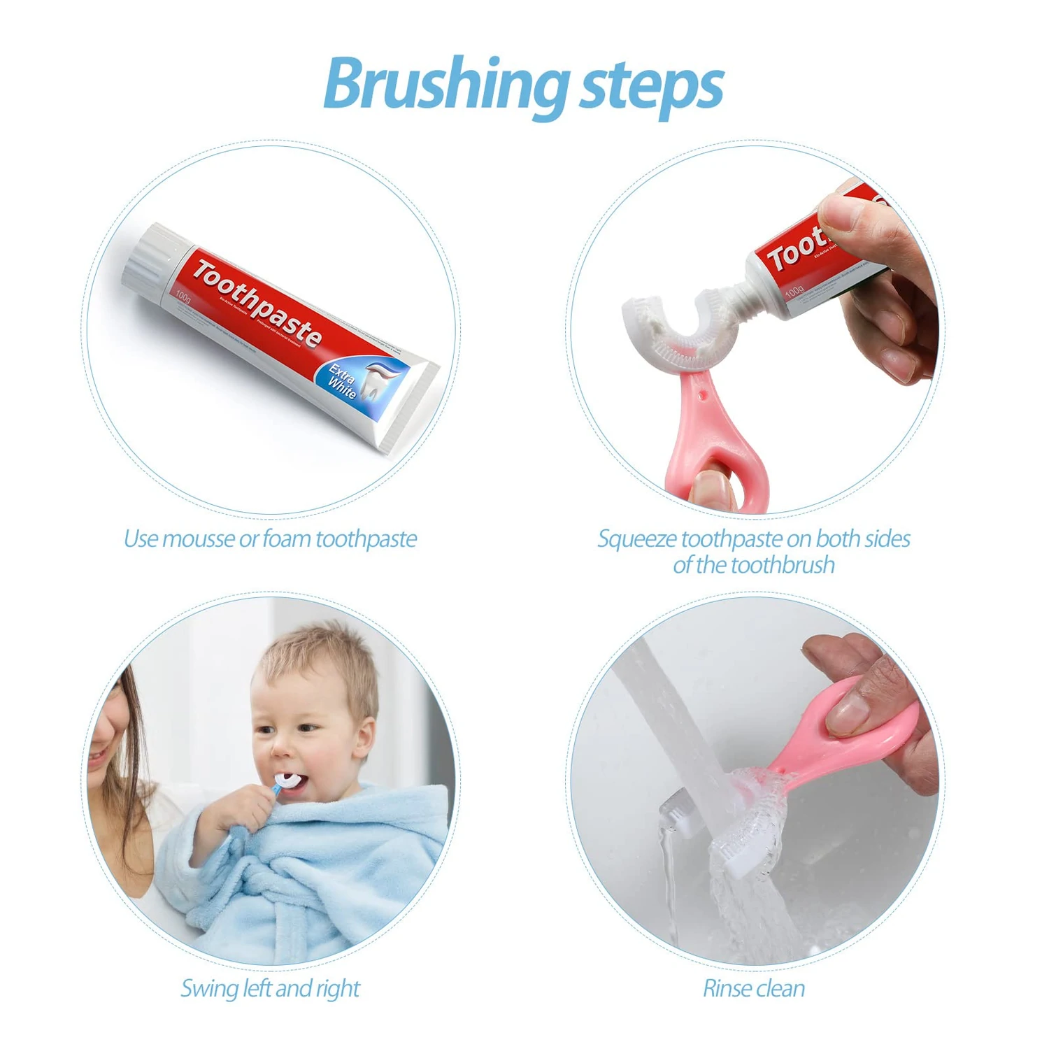 (Without Box)1 PC - 360 Degree U-Shaped Baby Toothbrush Children Child Toothbrush Teethers Baby Brush Silicone Kids Teeth Oral Care Cleaning (random color) - Image 4