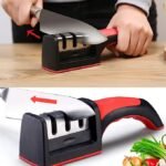 3-in-1 Knife Sharpener With Fruit And Meat Knife Peeler.3-Stage Diamond Coated Knife Sharpener,Kitchen Helper Three-piece Knife Sharpener Set With a Knife Ceramic peeler thumbnail 4