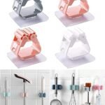 Pack of 3 Mop and Broom Self Adhesive Holder Wall Mount Magic Hanger Organizer Cleaning Tools Storage Mop Rack (Random Color) thumbnail 2