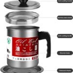 Oil Fryer Cookerwith Stainless Steel Fine Mesh with Lid Food Grade Iron Cooking Oil Filter Machine with Handle for Kitchen(1.4L) thumbnail 1