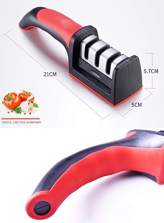 3-in-1 Knife Sharpener With Fruit And Meat Knife Peeler.3-Stage Diamond Coated Knife Sharpener,Kitchen Helper Three-piece Knife Sharpener Set With a Knife Ceramic peeler - Image 3