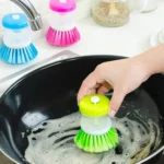 Mini Kitchen Liquid Dish Cleaning Brush | Scrubber Tool, Oil-Resistant, Scrubbing Sponge Remove Stains (Random color) thumbnail 2