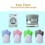BABY SILICONE TEETHING MITTEN GLOVES NEWBORN CHEWABLE MITTENS TEETHER thumbnail 3