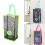 Plastic Bag Holder, Dispenser Hanging Storage Mesh Garbage Big/Trash Bags Organizer Recycling Grocery Shopping Pocket Hanging Containers for Kitchen - Random Color thumbnail 1