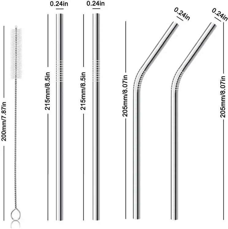 stainless steel straw 5 pcs pack - Image 2