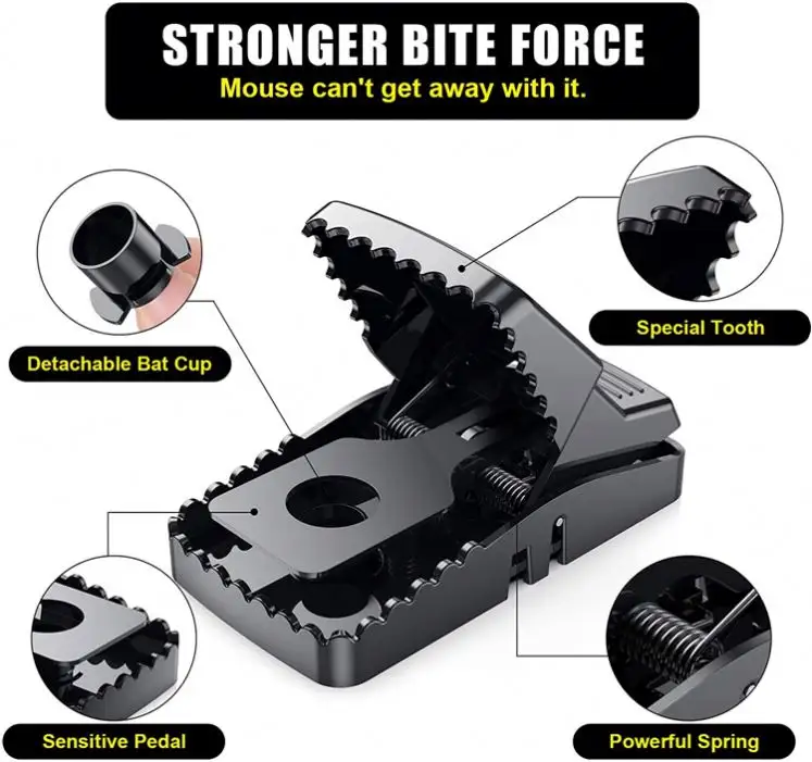 Best Seller Catcher Automatic Spring Reusable Plastic Black Rat Mice Mouse Traps - Image 2