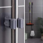 Pack of 3 Mop and Broom Self Adhesive Holder Wall Mount Magic Hanger Organizer Cleaning Tools Storage Mop Rack (Random Color) thumbnail 4